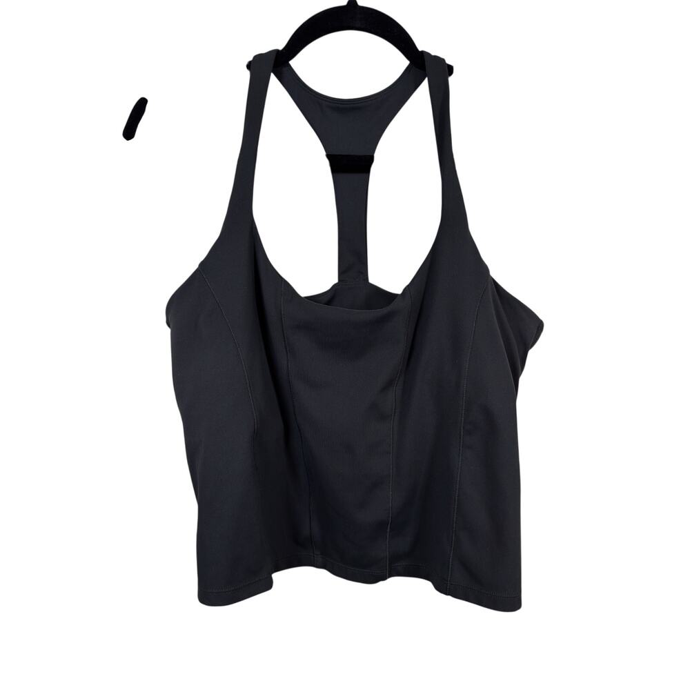 Blogilates Tank Top Womens 1X Black Corset Seam T-Back Racerback Built-In Bra